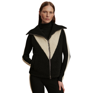 Chaleco de lana sherpa para mujer, sin mangas, para invierno, con cremallera frontal, paneles en contraste, cálido, informal, a la moda. - Product Image 3