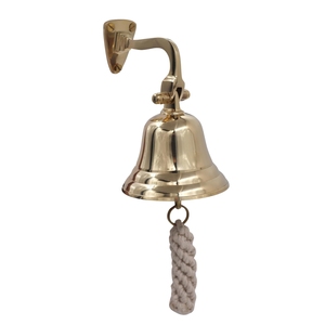 Cloche de bateau nautique avec support thermolaqué et cloche de bateau en laiton pur poli pour décoration intérieure, décoration extérieure, portails de jardin - Product Image 5