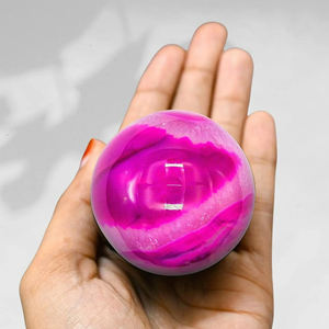 Esfera de Mármol Ónix Original, Bola de Piedra Tallada de Color Rosa Brillante para Decoración y Regalo en Pakistán - Product Image 5