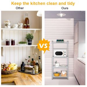 Scaffale da Cucina a Quattro Ripiani in Ferro Battuto Grigio Argento HODELY RT con Superficie a Rete, Unità di Scaffalatura Funzionale - Product Image 4