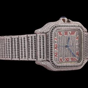 Nuevo Reloj de Hombre de Lujo con Movimiento Automático, Cristal Cuadrado de Moissanita y Diamantes, Esfera Analógica de Acero Inoxidable, Joyería Hip Hop - Product Image 3