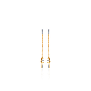 Boucles d'oreilles pendantes de luxe en or jaune 18 carats plaqué or, avec breloque spirale brillante de laboratoire, bijoux de mode pour femmes, design de créateur - Product Image 1