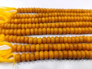 Cuentas de cuarzo mostaza amarillo natural, lisas, de 8 mm, en forma de rondel. - Product Image 3