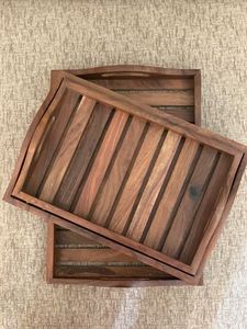 SINCERE Eco-Friendly Solid Wood Engraved Modern Luxury 7.5 Inch Round Dessert Plate <b>Snack</b> <b>Tray</b> Parties Serving Dried Fruits - Product Image 3