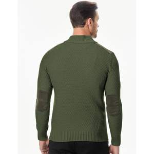 2025 hommes décontracté à manches longues quart Zip câble tricot pull pull col montant Anti-rides caractéristique pour l'automne/hiver - Product Image 3