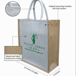Sac de courses classique en jute horizontal avec impression numérique, design lavable, idéal pour les activités promotionnelles et les voyages - Product Image 1