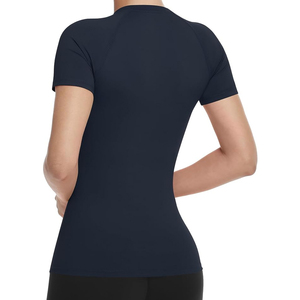 Women's <b>Navy</b> Blue Short Sleeve Crew Neck T-Shirt Slim Fit Quick Dry Knitted Polyester Casual Sport <b>Top</b> All Seasons - Product Image 4