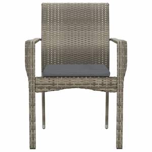 Juego de 2 Sillas de Jardín de Ratán PE Gris, Diseño Apilable Estándar - Product Image 5