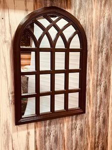 Arched Wooden Glass Wall <b>Mirror</b> Modern Decorative Wood Framed for Bedroom Bathroom Hallway - Product Image 2