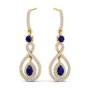 Boucles d'oreilles pendantes REYES personnalisées en argent sterling 925 avec saphir bleu taille poire 1 carat pour femme, idéales pour mariage et soirée - Product Image 1