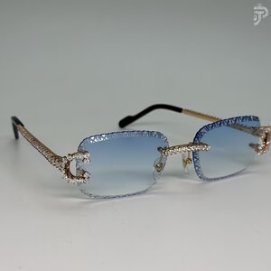 Gafas de Sol con Degradado de Color Azul y Acentos de Diamantes Moissanite con Corte de Pera VVS Personalizados, Hechas a Mano, Estilo Hip Hop - Product Image 2