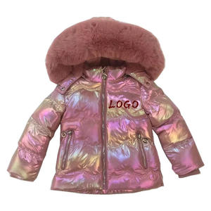 Veste matelassée à capuche, couleur dégradée, garniture en fourrure, fermeture éclair, unisexe, manteau d'hiver décontracté, rembourrage épais en polyester, coupe classique - Product Image 1