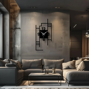 Modern Geometric Metal Wall <b>Clock</b>, Abstract Minimalist Black Steel, Silent Designer Decor - Product Image 4
