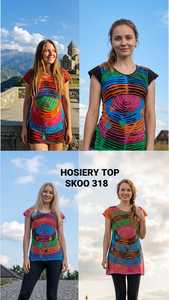 เสื้อกล้ามสไตล์อินเดียโบโฮ ลดราคาสุดฮอตประจำปี 2026 ไม่หดตัว หลากสี ลายเนปาล ผ้าถักนุ่ม แต่งริบบิ้น คอวี แขนสั้น - Product Image 2