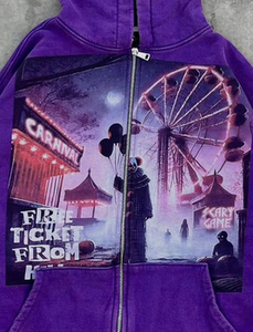 Sweat à capuche 100% Coton de Haute Qualité, Délavé à l'Acide, Série High Street, Effet Vieilli, avec Strass, Style Vintage - Product Image 2