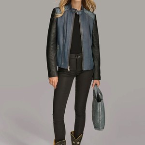 Women Stylish <b>Leather</b> Jacket PU Slim Fit Biker Style Zip Up <b>Short</b> Coat Fashion Wear Comfortable Outerwear - Product Image 4