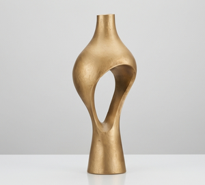 Vase contemporain en or métallique, design unique sculpté et ajouré, grand pot à fleurs pour la décoration intérieure du salon, approvisionnement en gros - Product Image 3