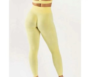OEM <b>Cheap</b> Rate Women Yoga <b>Leggings</b> High Quality Solid Spandex/Polyester Breathable Custom Logo/Colors Top Trending Elastic Waist - Product Image 4