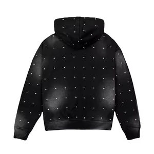 Sudadera con Capucha Personalizada de Gran Gramaje, Estilo Vintage Lavado, con Pedrería, para Hombre, Streetwear Oversize, Lavado Ácido, con Cristales, Y2K - Product Image 6