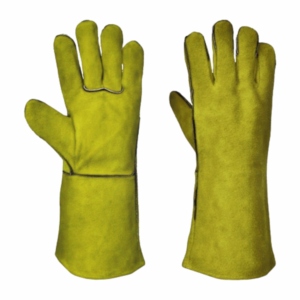 ถุงมือสะท้อนแสงสำหรับงานหนัก ถุงมือป้องกันส่วนบุคคล หนังวัวแท้ ทนไฟ ป้องกันการลวก ถุงมือเชื่อมแบบเรียบ - Product Image 4