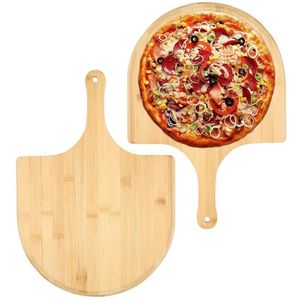 Planche à découper en bois d'acacia occidental (rond, 1,5 cm d'épaisseur) - Planche à pizza avec poignée 100% écologique - Product Image 6