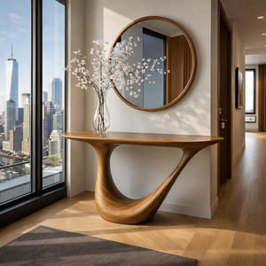 โต๊ะคอนโซลไม้เนื้อแข็งทรงแคบแบบโบราณ ทำมือ เป็นมิตรกับสิ่งแวดล้อม สำหรับใช้ในโรงแรมและห้องนั่งเล่น ดีไซน์ทันสมัย โต๊ะไม้ธรรมชาติ - Product Image 3