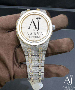 Reloj Mecánico Iced Out con Moissanita, Correa de 20mm, Cristal de Zafiro, Esfera de Acero Inoxidable Bicolor, Estilo Vintage Hip Hop Analógico - Product Image 2