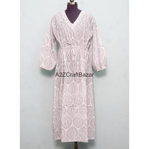 Kimono de Algodón Hecho a Mano en India de Alta Calidad para Mujer, Estilo Boho, para Primavera, Diseño de Lujo Estampado a Mano para la Playa en Verano - Product Image 4