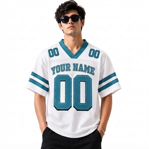 Camiseta de Fútbol Americano Sublimada Personalizada con Marca, 100% Poliéster, Secado Rápido, Cuello de Malla Blanca, Manga Corta para Hombre - Product Image 5