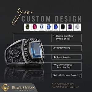 Bague Maçonnique BOJ 044 Personnalisée Unisexe, Bague Chevalière Maître Maçon du Texas, Style Hip Hop Argenté, Prix Bas - Product Image 3