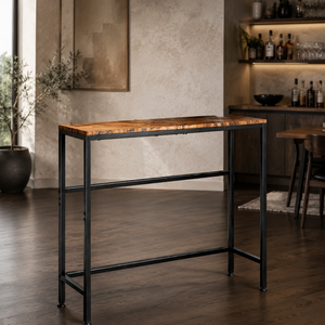 Table console industrielle avec plateau en bois massif, structure en métal noir, style rustique, pour entrée, couloir, table de canapé, pour la maison, l'hôtel, vente en gros - Product Image 2