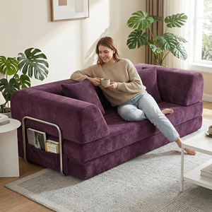 Compressed <b>Fold</b> Out Couch Oversized Corduroy <b>Sofa</b> <b>Bed</b> Apartment Sleeper Furniture Easy Transport - Product Image 6