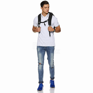 OEM al por mayor de los hombres de polo camisetas de secado rápido de algodón de manga corta de Fitness ocasión logotipo personalizado de talla grande en blanco de punto bordado - Product Image 3
