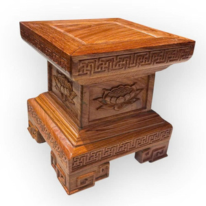 Base Cuadrada de Madera de Huong Sólida y Duradera de Primera Calidad, Pulida y Pintada, Tallada a Mano, para Esculturas de Buda, Estilo Tam Viet - Product Image 3