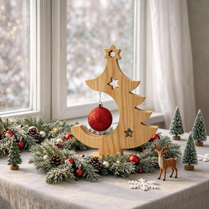 Offre Spéciale : Décoration de Noël en Bois pour Table – Arbre de Noël de Table pour la Maison, le Bureau, Centre de Table Festif et Présentation de Fêtes – Disponible à la Vente - Product Image 4
