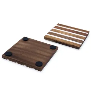 Square Acacia Wood Eco-Friendly Luxury Thick Walnut <b>Coasters</b> <b>for</b> Hot <b>Drinks</b> Kitchen Home & Apartment Use Wooden <b>Coasters</b> <b>for</b> - Product Image 3