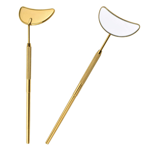 Miroir d'inspection pour extensions de cils, lentille à large champ de vision, outil d'inspection des cils haute définition, en acier inoxydable plaqué or - Product Image 1