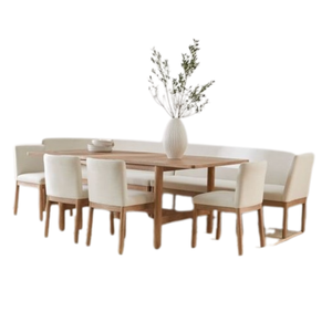 Ensemble de table à manger de luxe en teck massif, design moderne et écologique, matériaux naturels, utilisation en restaurant, prix de gros - Product Image 1