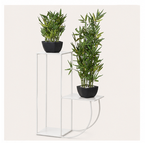 Support à plantes moderne à 3 niveaux en métal blanc, support géométrique minimaliste pour pots de fleurs, pour salon intérieur et balcon extérieur - Product Image 3