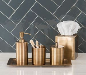 Premium Brass <b>Bathroom</b> <b>Set</b> Handmade Washroom Countertop <b>Soap</b> <b>Dispenser</b> Tumbler Cup Holder Home Decor - Product Image 4