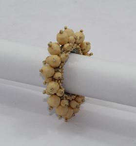 White and Yellow Pearls <b>Crystal</b> Bearded Napkin Rings Eco-Friendly Round Wedding Napkin Rings - Product Image 4
