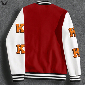 Latest Design Patchwork <b>Men</b> Varsity <b>Jacket</b> Red <b>White</b> Bomber <b>Jacket</b> New York Embroidery Vintage Streetwear Baseball Uniform - Product Image 2