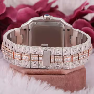 Montre de luxe en acier inoxydable de haute qualité, or rose, avec moissanite VVS, nouveau design hip-hop glacé, affichage analogique classique - Product Image 3