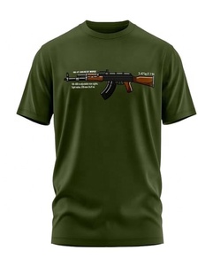 Camiseta de Manga Corta con Cuello Redondo y Estampado AK-47 Verde Oliva para Hombre, Corte Regular, Algodón Jersey Ecológico Antiarrugas, Estilo Casual - Product Image 1