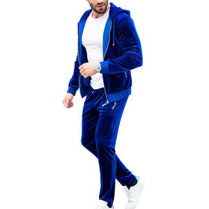 Conjunto Deportivo WARPRO INDUSTRY para Hombre, Azul, Terciopelo, con Capucha, Cordón Ajustable, Largo, Informal, con Bolsillos Laterales, para Invierno, Corte Regular - Product Image 1