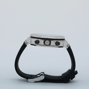 Reloj con Correa de Goma Negra y Diamantes de Moissanita Chapados en Plata de Ley 925, Diseño Casual a Formal para el Uso Diario de Hombres - Product Image 3