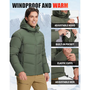 Veste matelassée longue à capuche pour homme, coupe-vent, respirante, légère, doublure lisse, marque privée professionnelle - Product Image 5