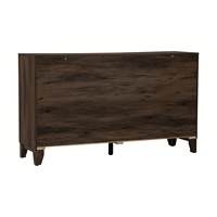 Commode NUHOOM minimaliste à 6 tiroirs en panneaux de particules, finition brun clair, meuble de rangement autoportant pour chambre et salon
