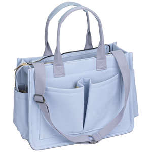 <b>Canvas</b> Tote Bag Zipper Shoulder Handbag Large Capacity Multi Pocket <b>Shopper</b> for Travel Daily Use - Product Image 1