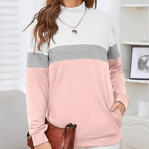 Hot Selling Women Winter Fleece Sweatshirt 100% Cotton Full Sleeves Comfortable Custom Logo Printing Mock Neck Turtle Neck - Product Image 2